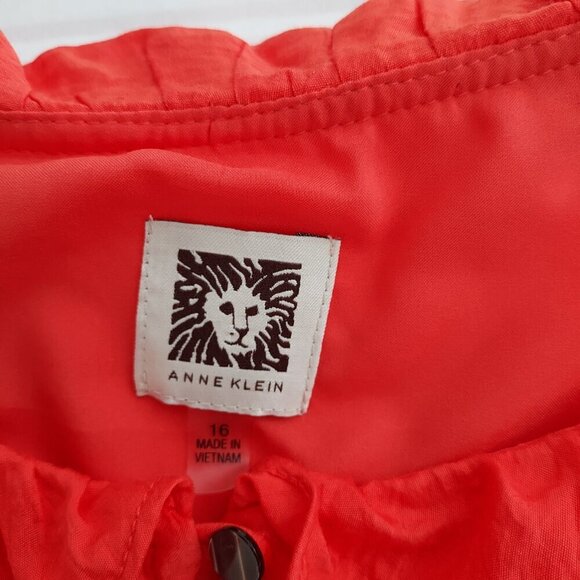 Anne Klein Sleeveless Flutter Collar Orange Dress Size 16 - Picture 7 of 11